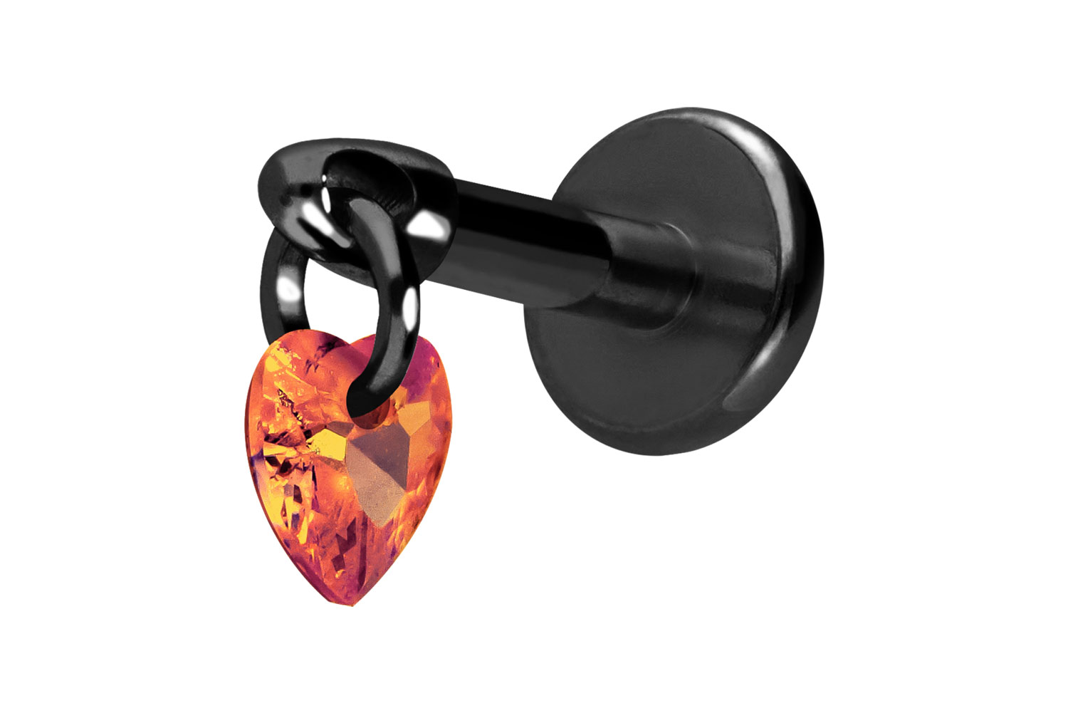 Titan Labret Piercing mit Innengewinde KRISTALLHERZ